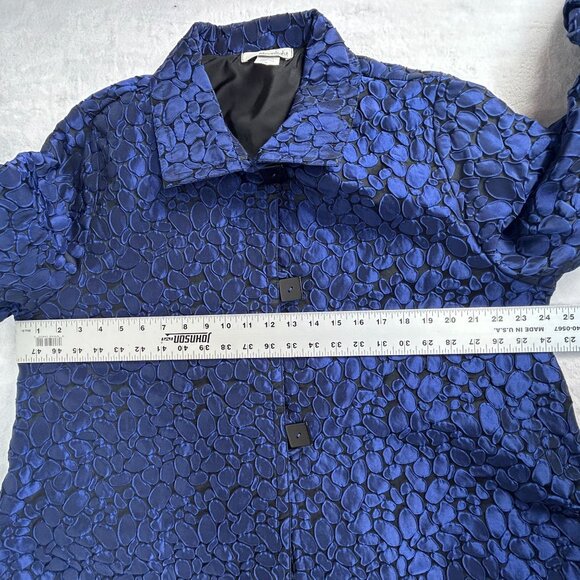Moonlight Womens Geometric Dotted Jacquard Button Front Jacket XL Blue Artwear - Picture 5 of 6